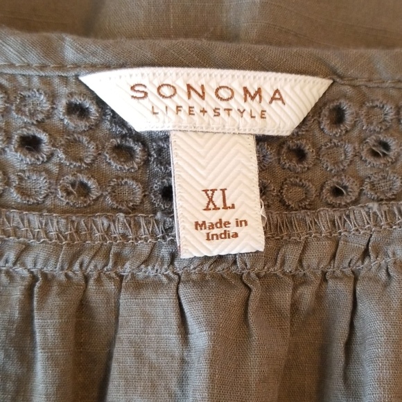 Embroidered Army Green Blouse - Picture 2 of 5